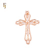 Cluster Baguette white CZs Rose Gold Cross Pendant Christian Catholic Religious