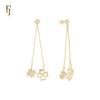 Spade drop white CZs 14K Gold Stud Earrings