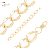 Pulsera de oro de 14 quilates con eslabones ovalados anchos y martillados