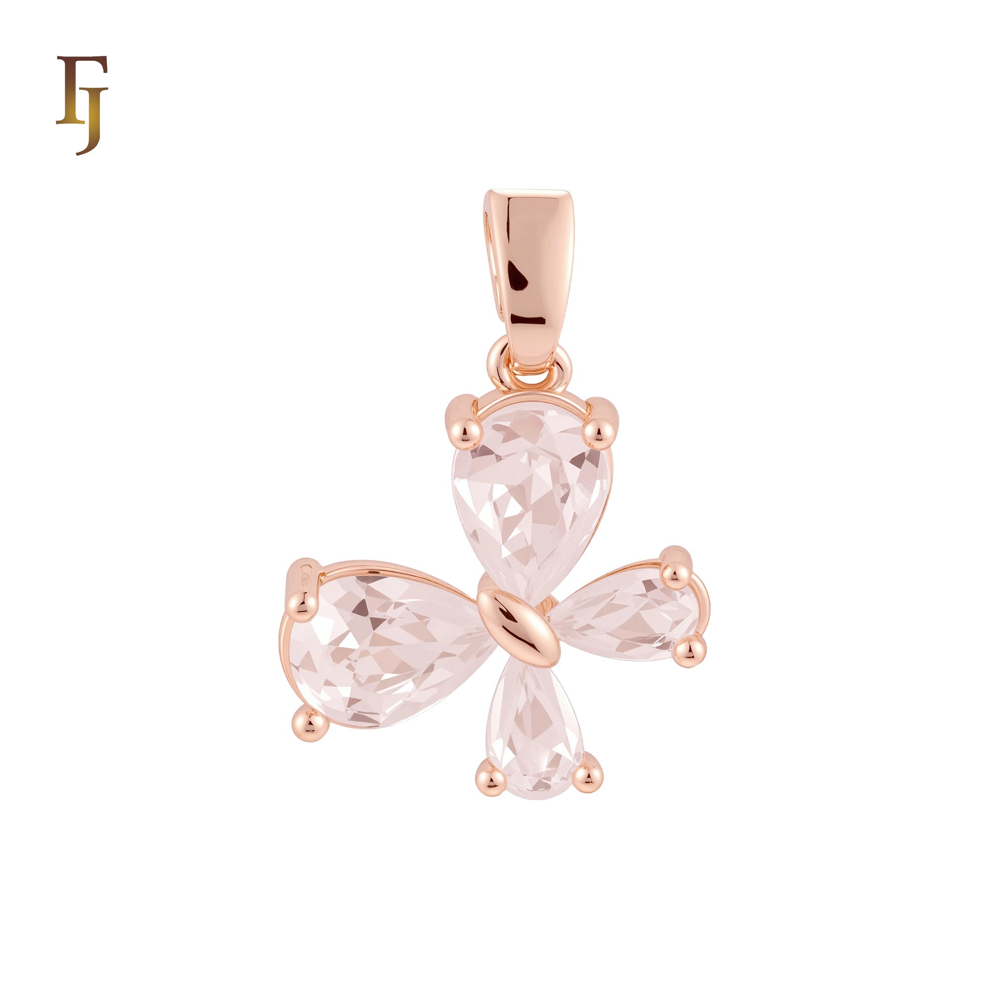 Know of white CZs Butterfly 14K Gold, Rose Gold Pendant