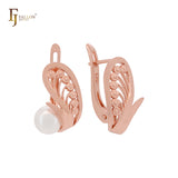 Conjunto de joyería de moda con filigrana de perla en oro rosa y anillos
