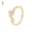 Flower band white CZs paved 14K Gold Fahsion Rings