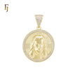 Portrait of Jesus Christian paved halo white CZs 14K Gold Pendant Religious