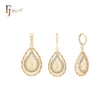 Conjunto de joyas de oro de 14 quilates con filigrana en forma de lágrima y circonitas blancas enjauladas con colgante