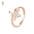 Leave of white CZs Rose Gold Fashion Rings