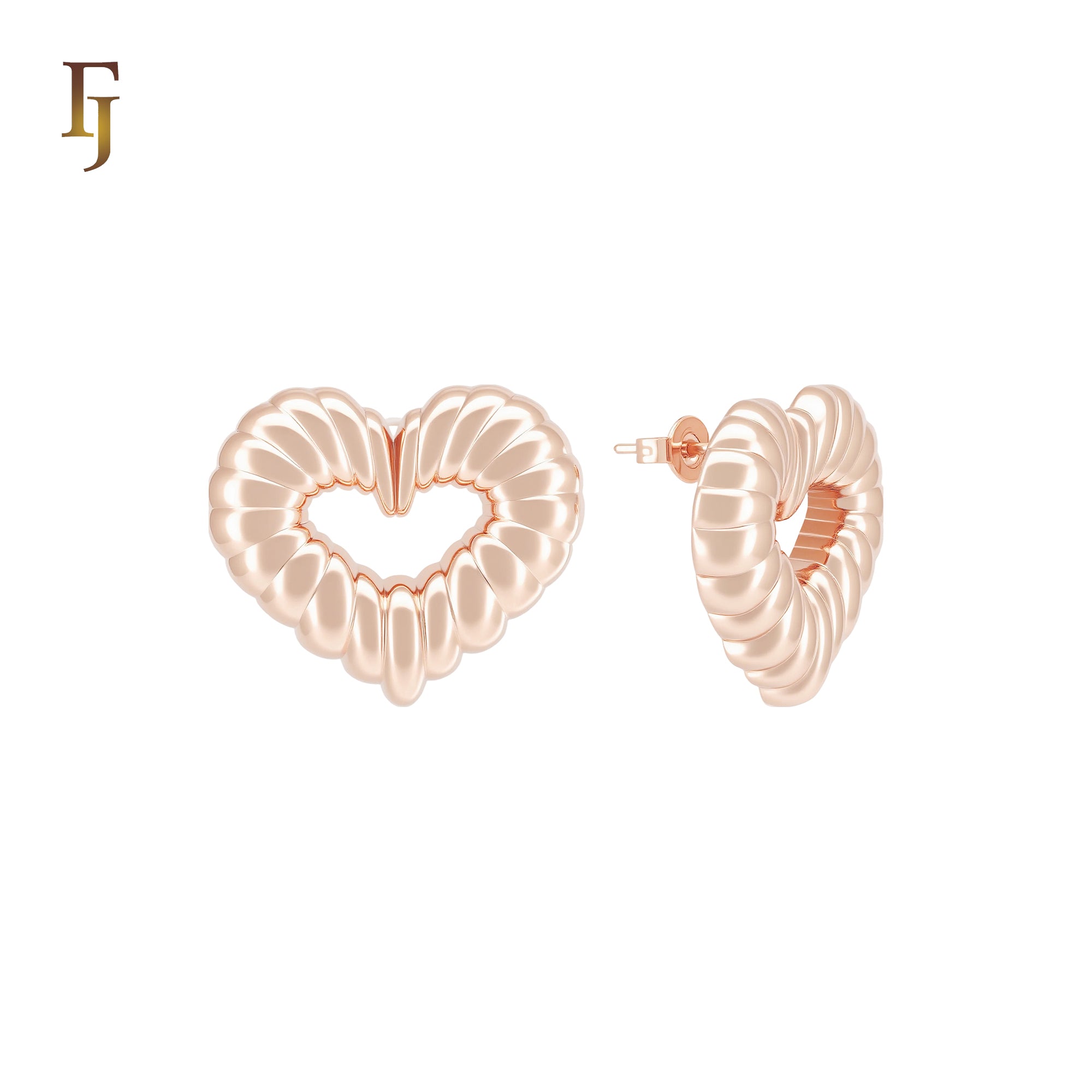 Rope textured 14K Gold, Rose Gold Stud Earrings