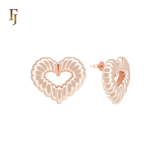 Rope textured 14K Gold, Rose Gold Stud Earrings