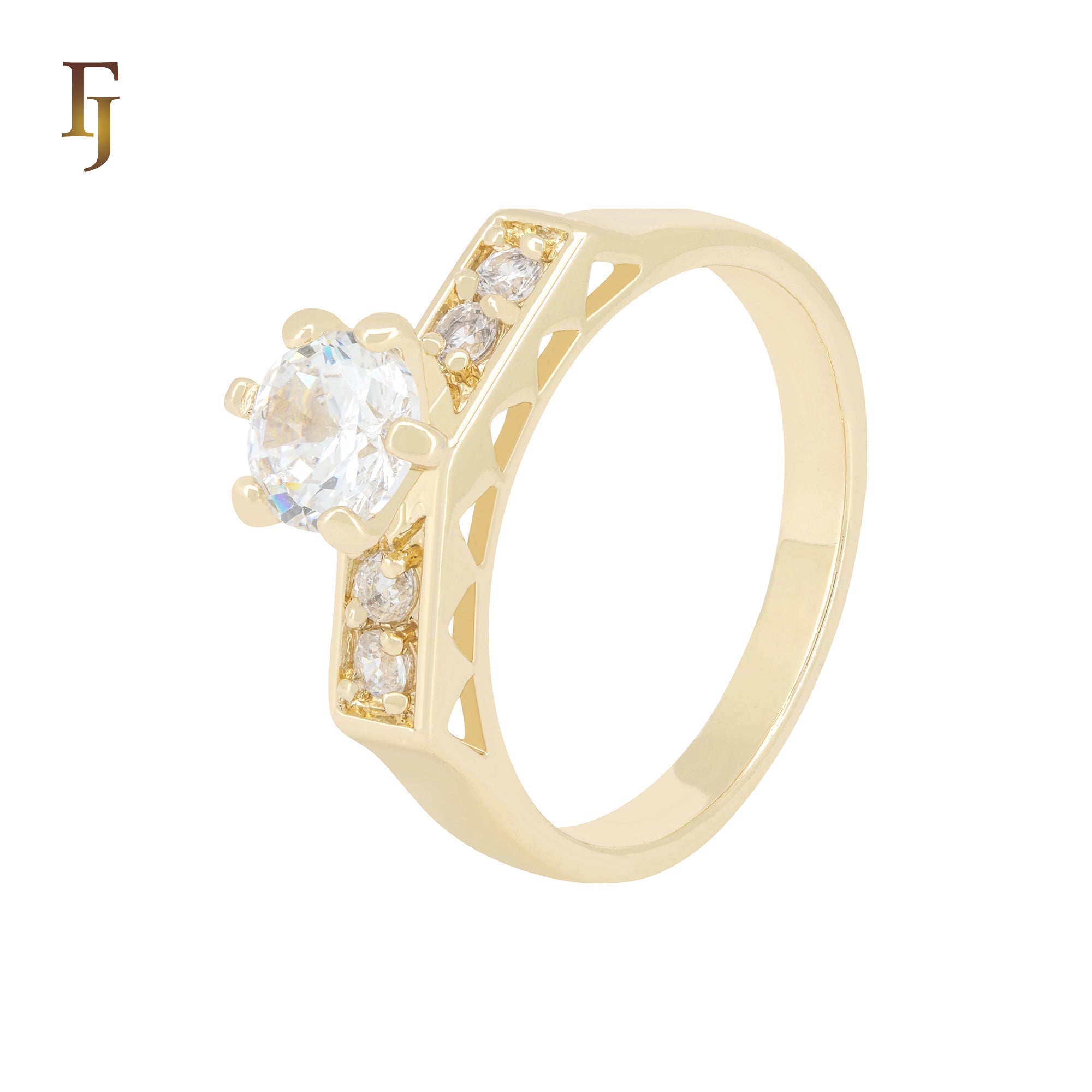 Solitaire White CZs 14K Gold Engagement Rings