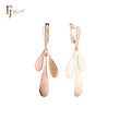 Drop Thin triple rounded plate Rose Gold Russian Lock Earrings
