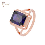 Anillo de compromiso de oro rosa 585 con solitario de circonita cúbica roja grande