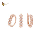 Schmuckset aus Roségold mit fünf runden weißen Zirkonia-Clustern und Ringen