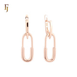 Wide pin shaped Rose Gold drop Russian Lock Earrings