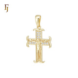 Christian Catholic Crucifix Cross 14K Gold Religious Pendant