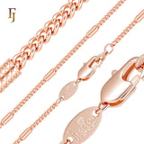 Cuban mixed Textured Pillar Rose Gold Fancy Link Chain