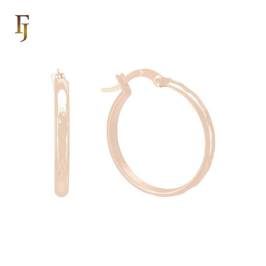Textured Rounded Rose Gold Hoop Earrings