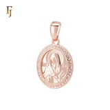 Russian Orthodox Tenderness Mother of God Virgin Mary Rose Gold Religious Pendant