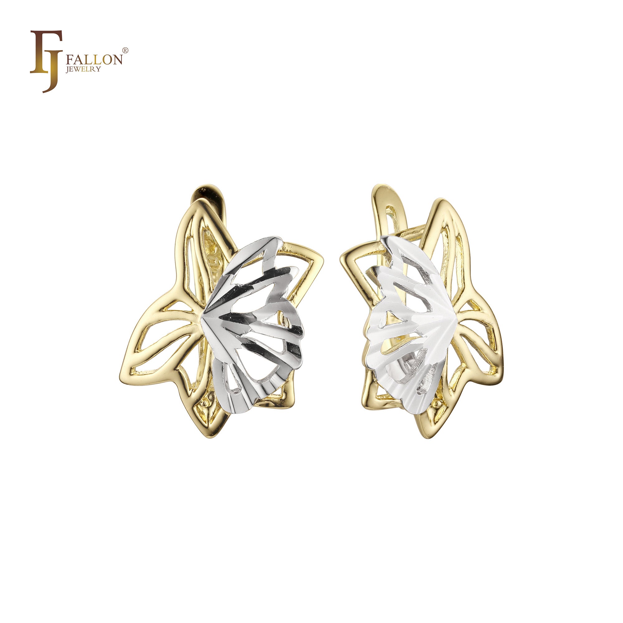 Aretes en Oro 14K, Oro Rosa, baño en dos tonos