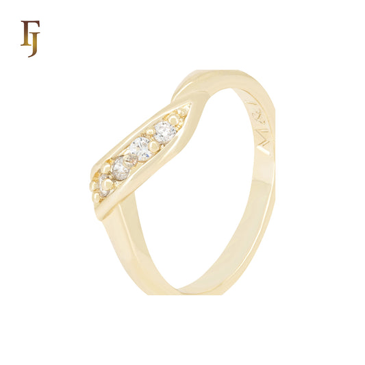 Paved white CZs CLuster 14K Gold Wedding Band Rings