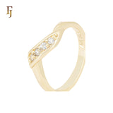 Paved white CZs CLuster 14K Gold Wedding Band Rings
