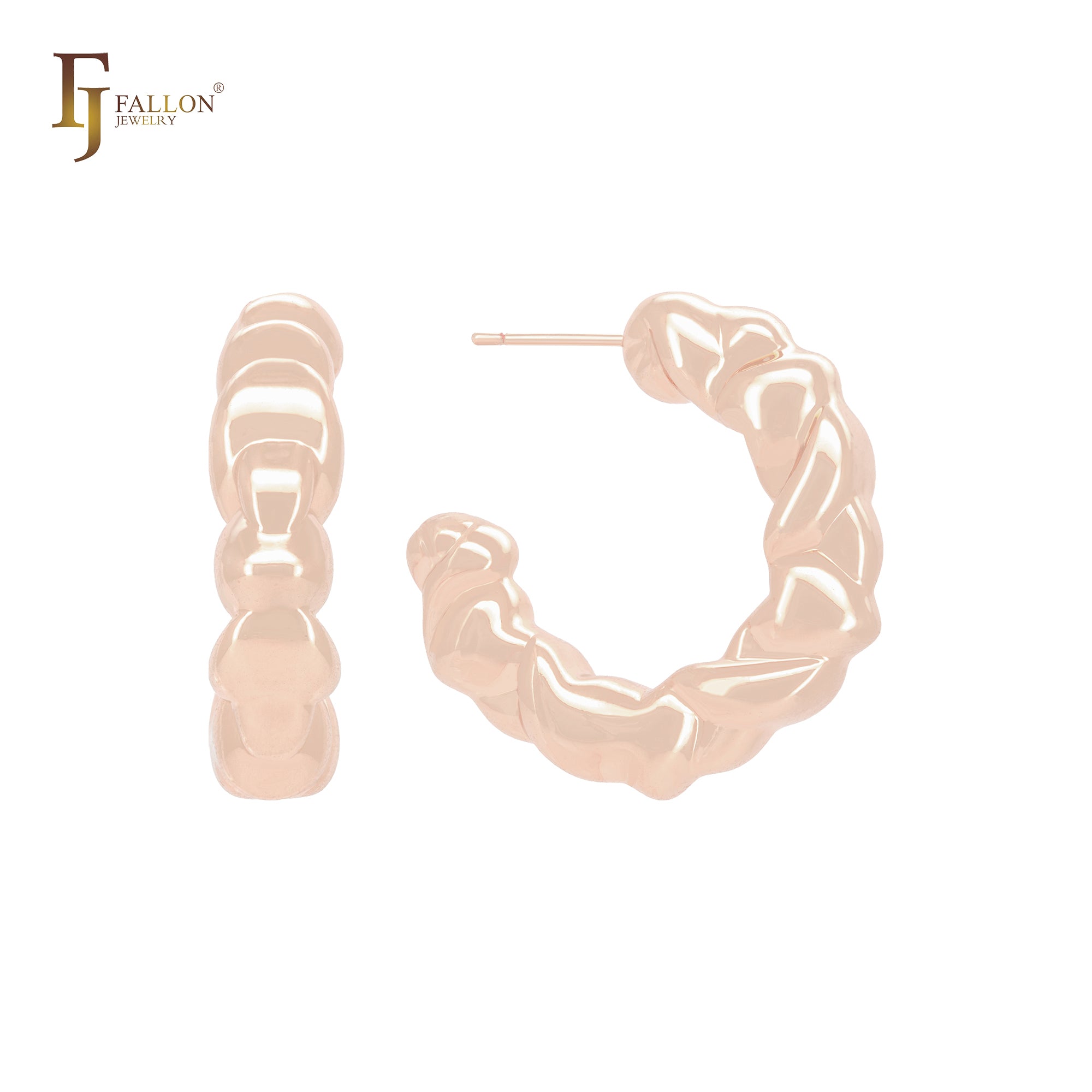 Серьги-гвоздики Bubble Croissant из 14-каратного золота, розового золота и белого золота в глянцевой форме