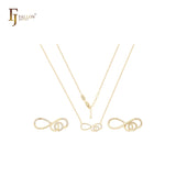 Collar de oro de 14 quilates con circonitas blancas y doble círculo.