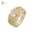 Well number of solitaire CZ white 14K Gold Men's Rings