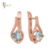 Серьги-клипсы из розового золота с круглыми камнями и синим фианитом