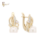 .Perlenohrringe aus 14-karätigem Gold, Roségold und zweifarbiger Beschichtung