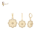 Conjunto de joyas de oro de 14 quilates con colgante y estrella redondeada octogonal de circonitas blancas