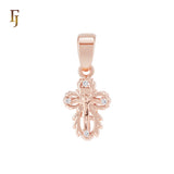 White CZs Christian Catholic INRI Rose Gold Crucifix Cross Religious Pendant