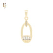 Oval drop white CZs 14K Gold Pendant