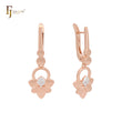 Pendientes de clip en dos tonos de oro rosa con doble flor de trébol