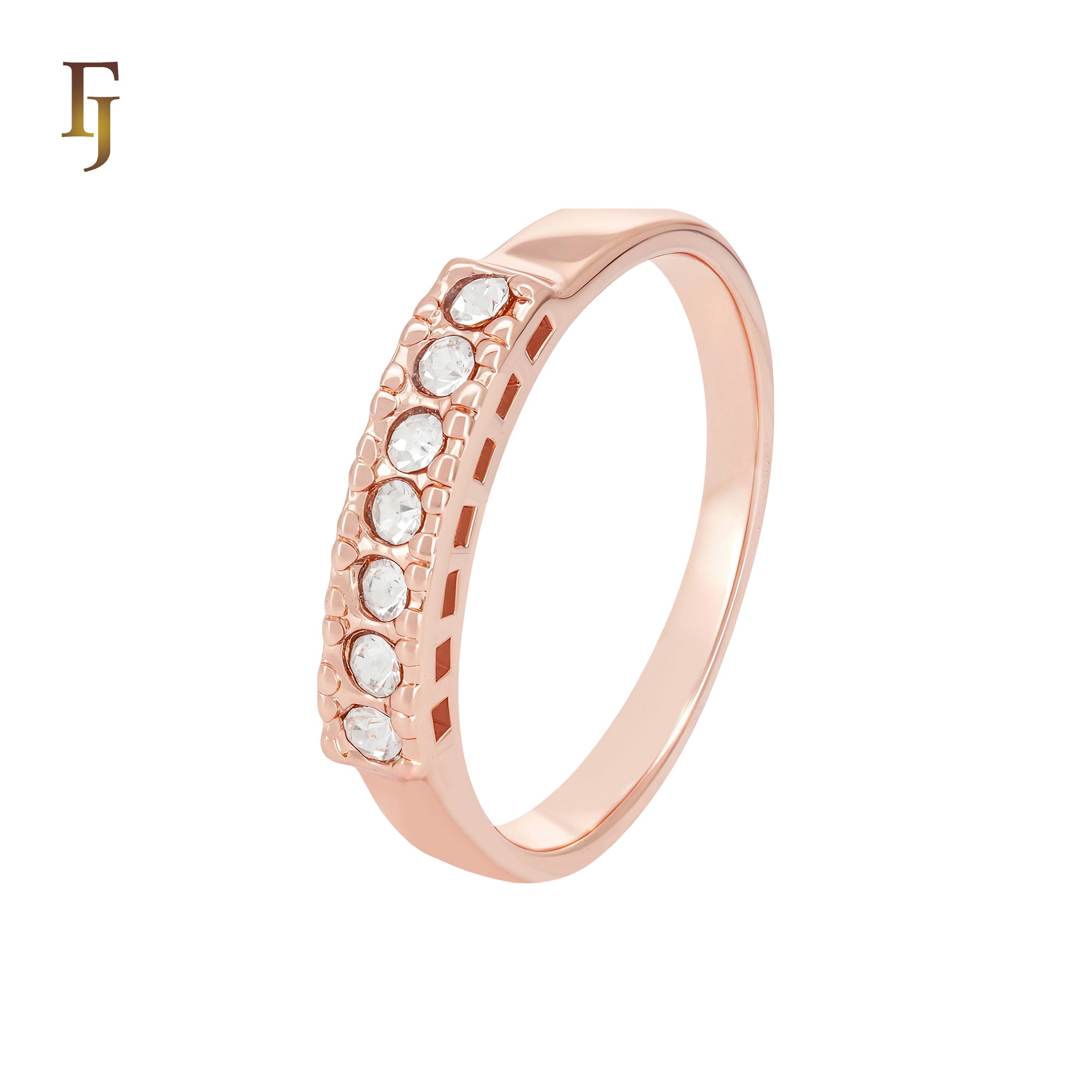 Cluster seven white CZs Rose Gold eternity Wedding Band Rings