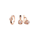 Solitario flor engastado con aros en Oro de 14K, baño de Oro Rosa colores