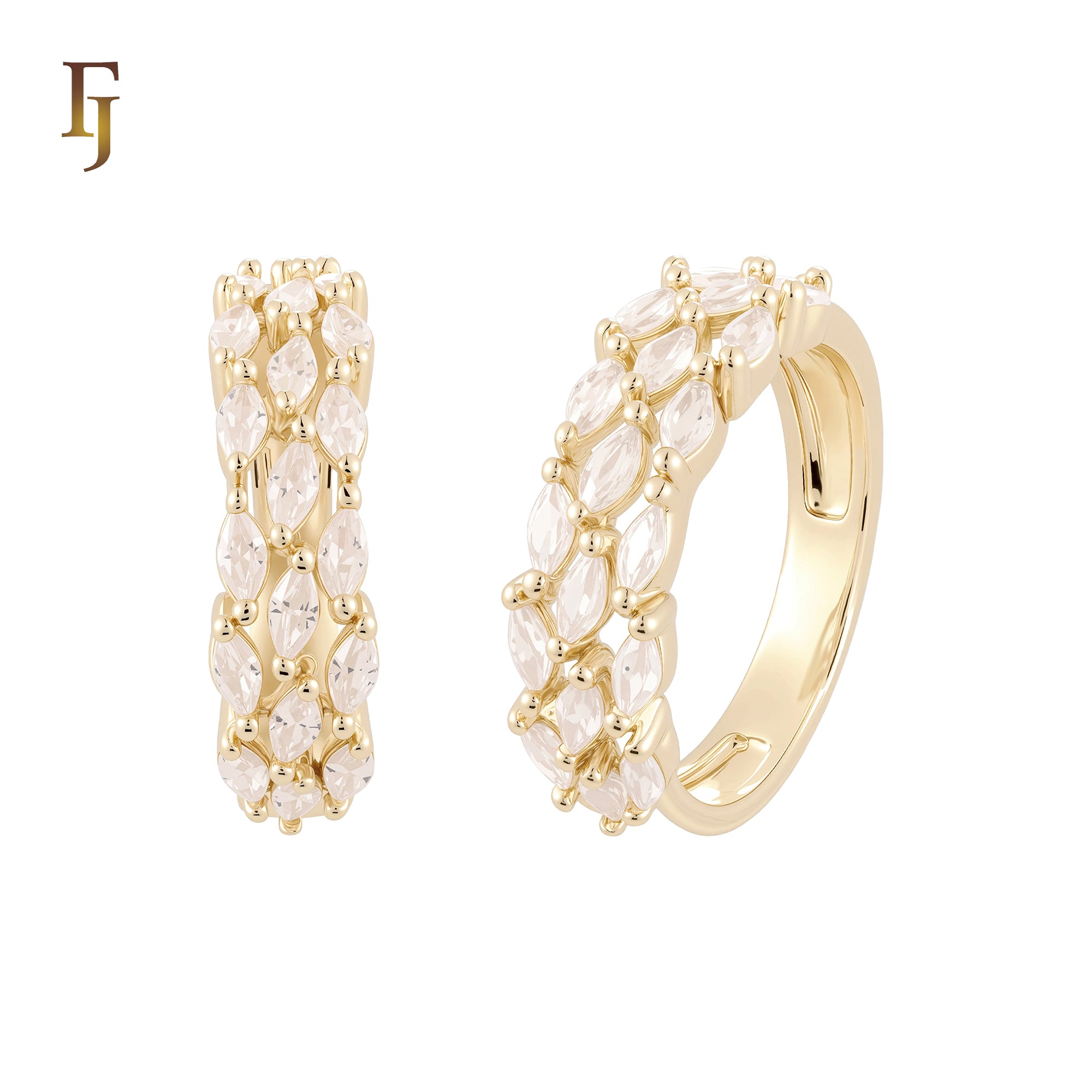 Halo white CZs cluster Marquise 14K Gold, Rose Gold Wedding Set Rings Engagement and Band