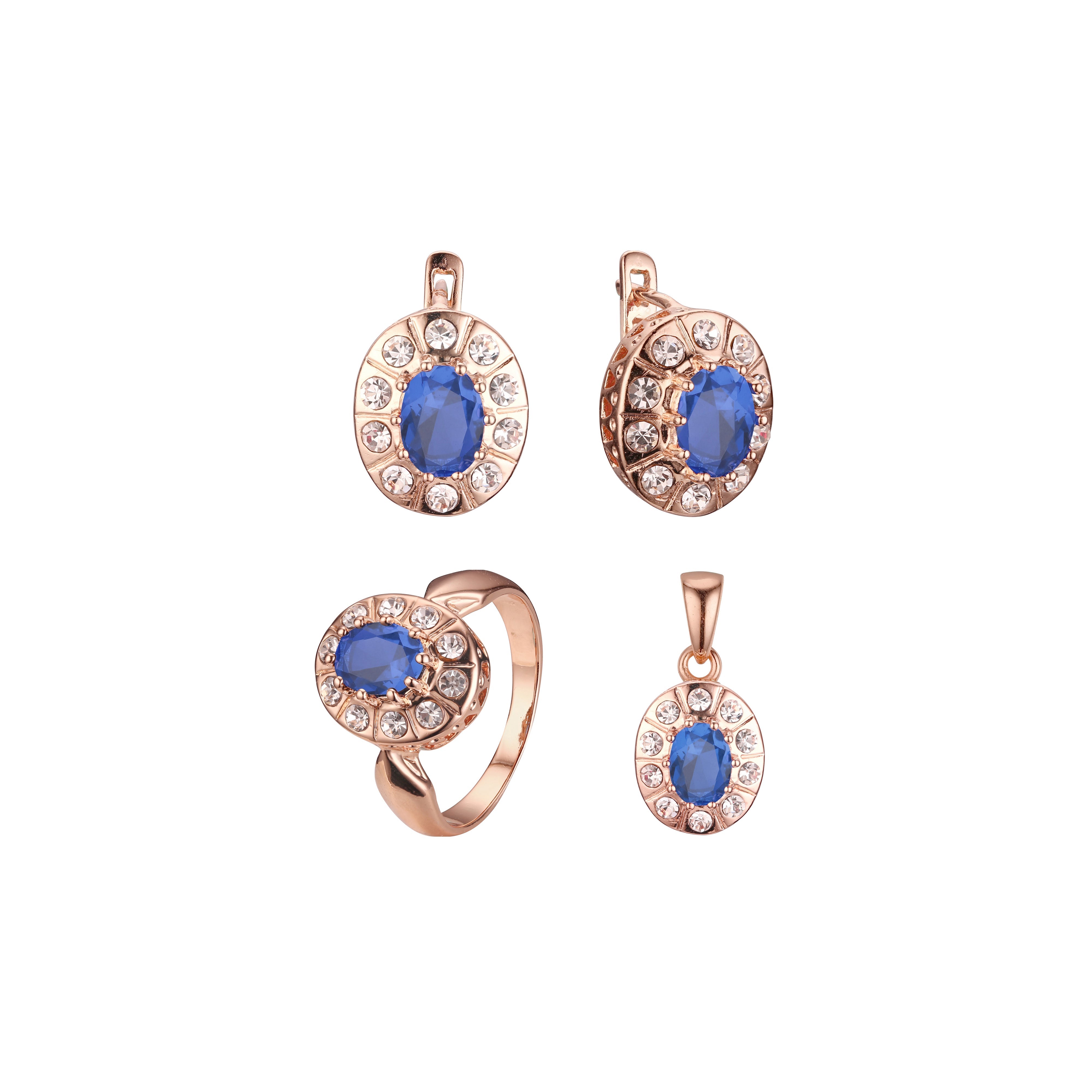 ローズゴールドメッキのヘイローセット、ツートーン