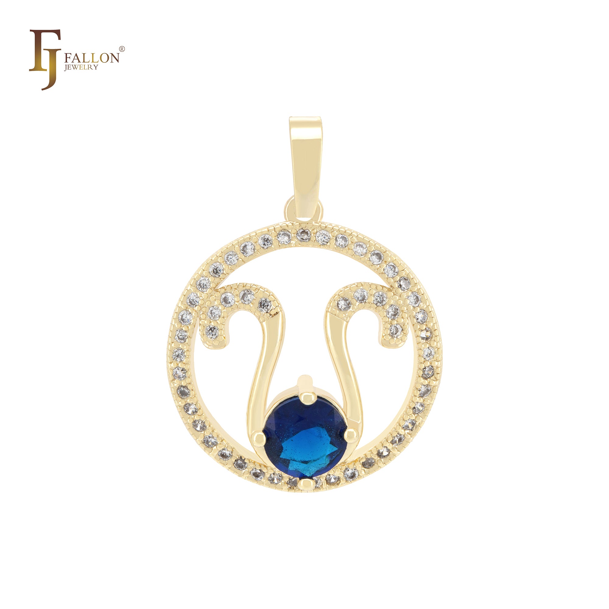 Solitär-Anhänger aus 14 Karat Gold mit blauem Zirkonia