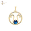 Solitär-Anhänger aus 14 Karat Gold mit blauem Zirkonia