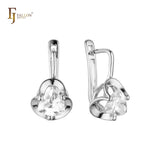 .Pendientes de circonita blanca con solitario con garras de oro rosa