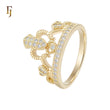 Cluster white CZs 14K Gold Crown Rings