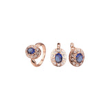 Conjunto de halo de oro rosa con anillos