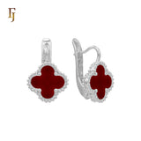 🔥 Rose Gold Russian Lock Earrings – Colorful Clover Enamel with Beaded Frame | Classic Non-Tarnish Jewelry by FJ