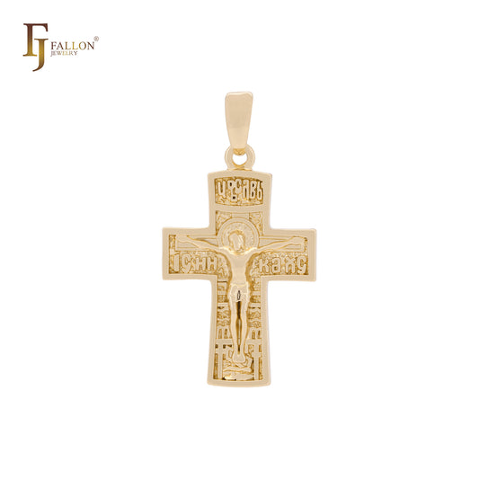 Crucifijo de Jesús en oro rosa, colgante de cruz de oro de 14 quilates