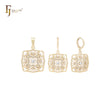 Conjunto de joyas de oro de 14 quilates con colgante y filigrana cuadrada de copos de nieve de circonitas blancas