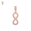 Infinity of eight paved cluster white CZs Rose Gold Pendant