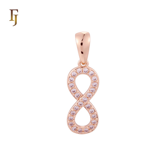 Infinity of eight paved cluster white CZs Rose Gold Pendant