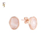 Irregular Oval shaped of Black or White Onyx 14K Gold, Rose Gold Stud Earrings