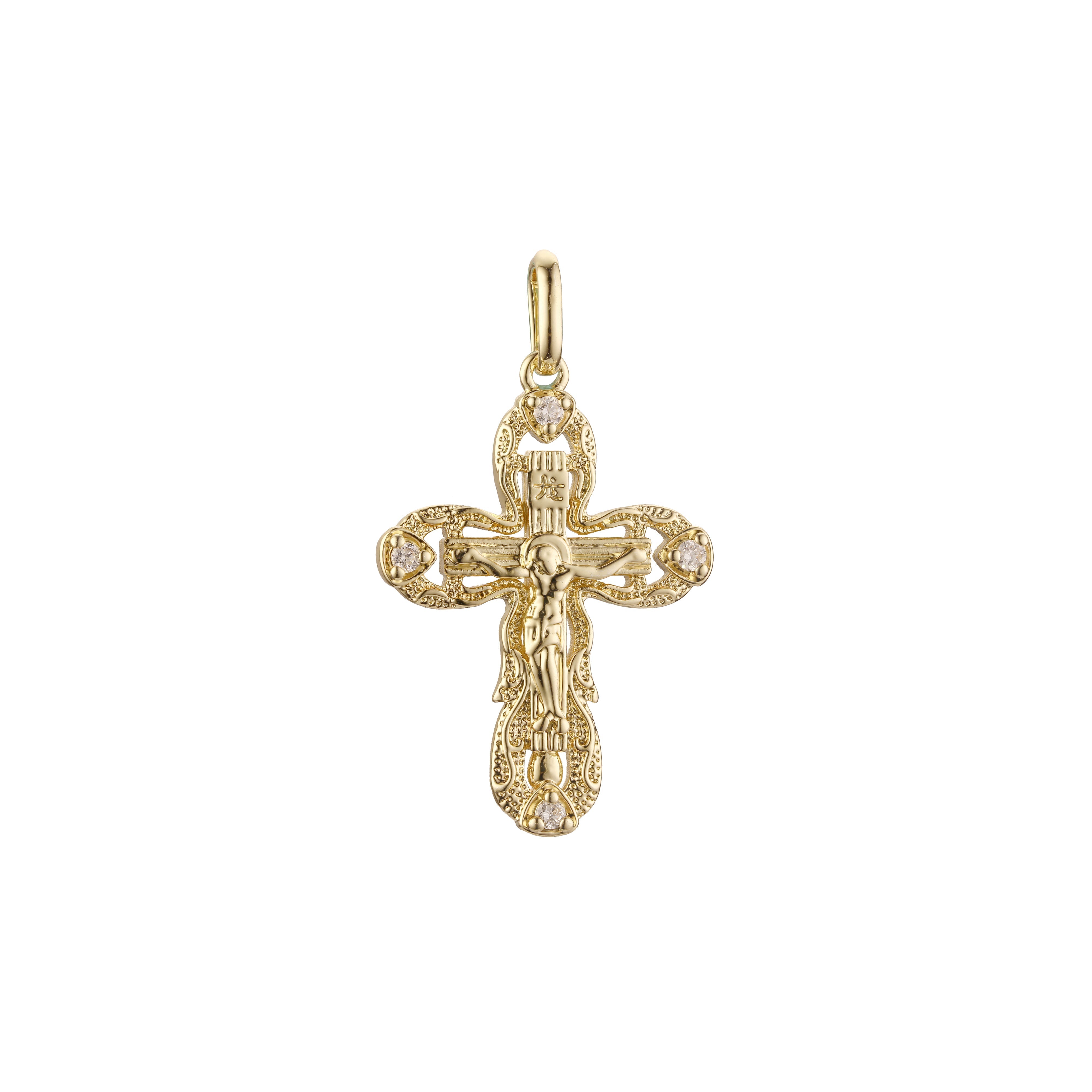 Eastern Orthodox Russian pendant in Rose Gold two tone, 14K Gold plating colors