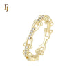 U shaped of white CZs fancy chain link 14K Gold Fashion Rings