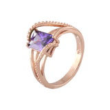 Anillos solitarios de oro rosa con circonitas coloridas